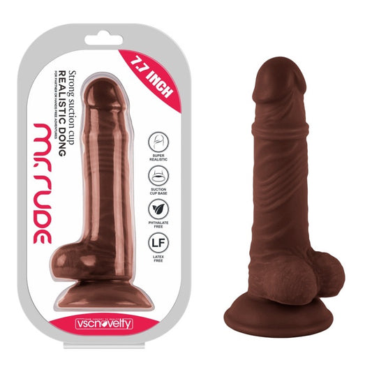 MR.RUDE 7.7" BROWN / DILDO ANILLADO CHOCOLATE
